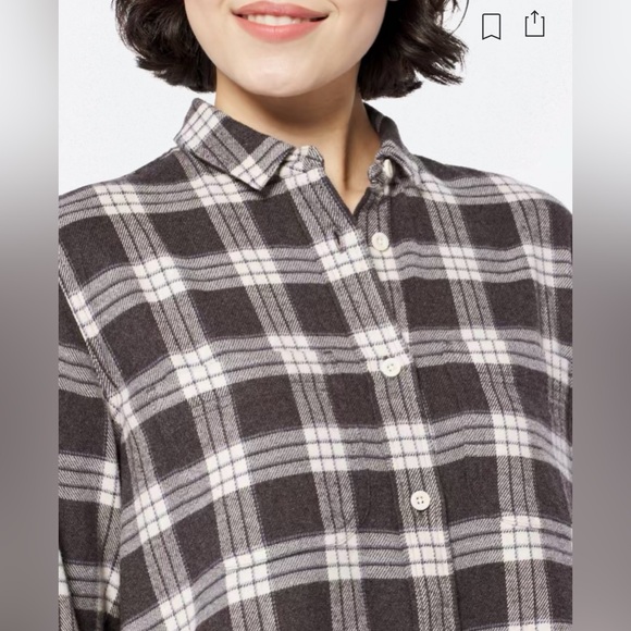 NWT | Madewell | Oversized Ex-Boyfriend Swing Shirt | Gray & Off-White | Large - Picture 11 of 12
